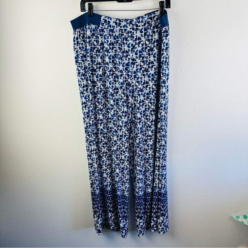 Ruby Rd. Blue White‎ Tie Dye Wide Leg Boho Pants Size 1X